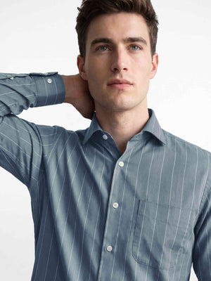 Lorain- Pewter Grey & Beige Stripe