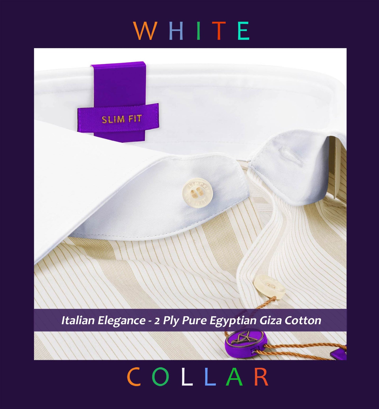 Santillana- Beige & White Stripe- White Collar