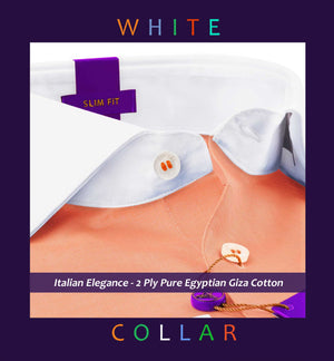 Genoa- Apricot Orange Solid- White Collar
