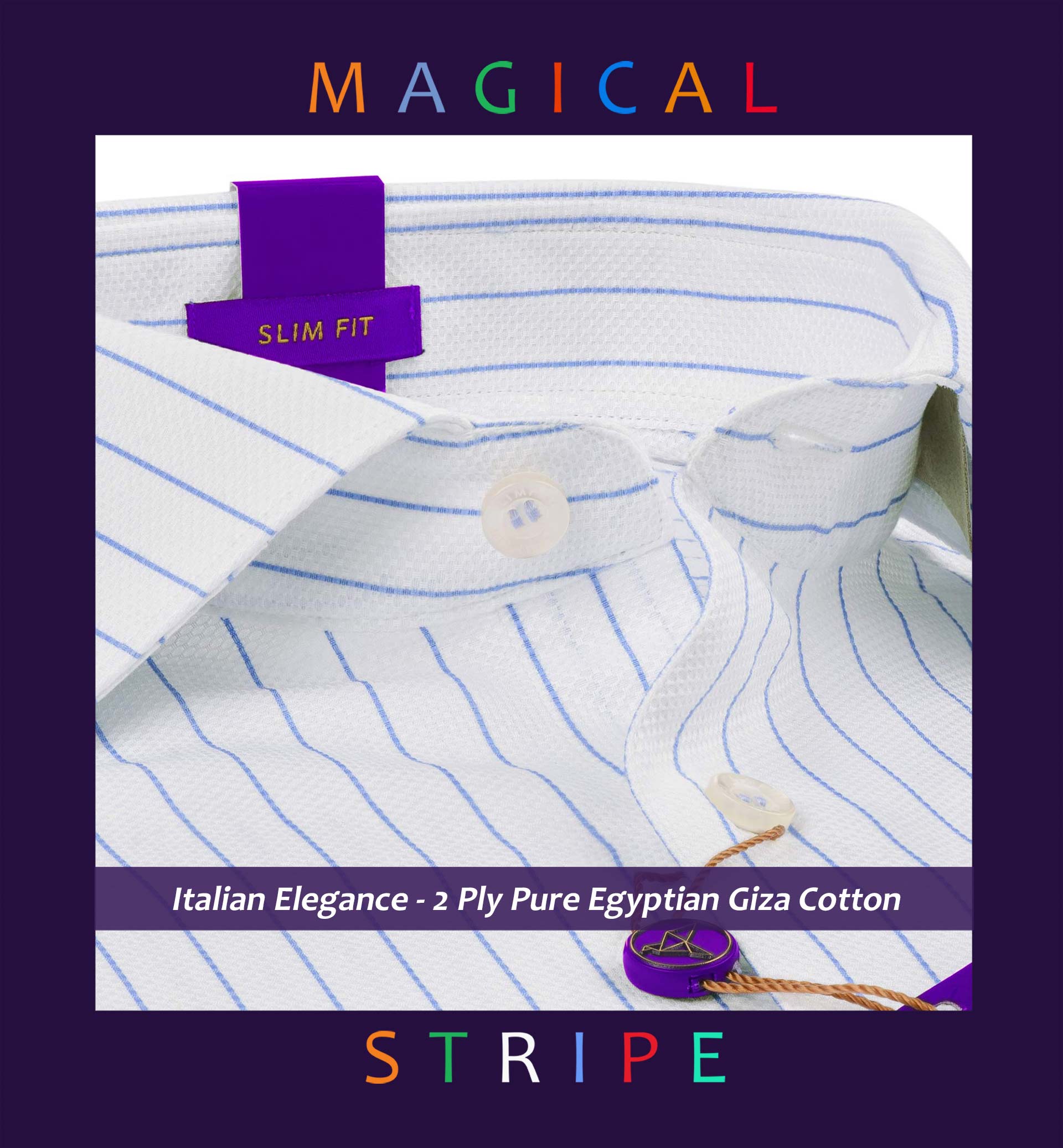 Vagator- Azure Blue & White Magical Stripe