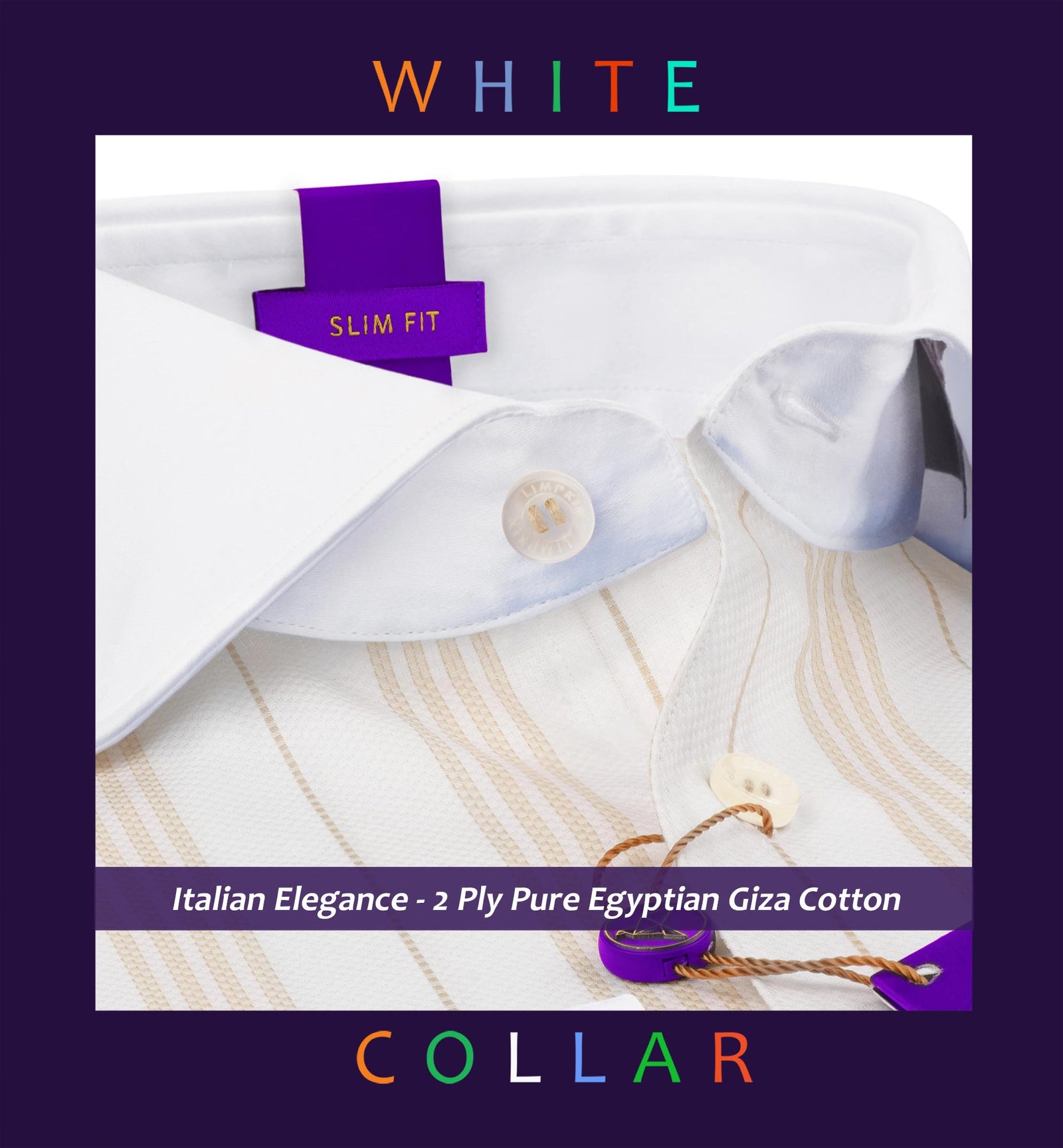 Coronado- Beige & White Stripe- White Collar