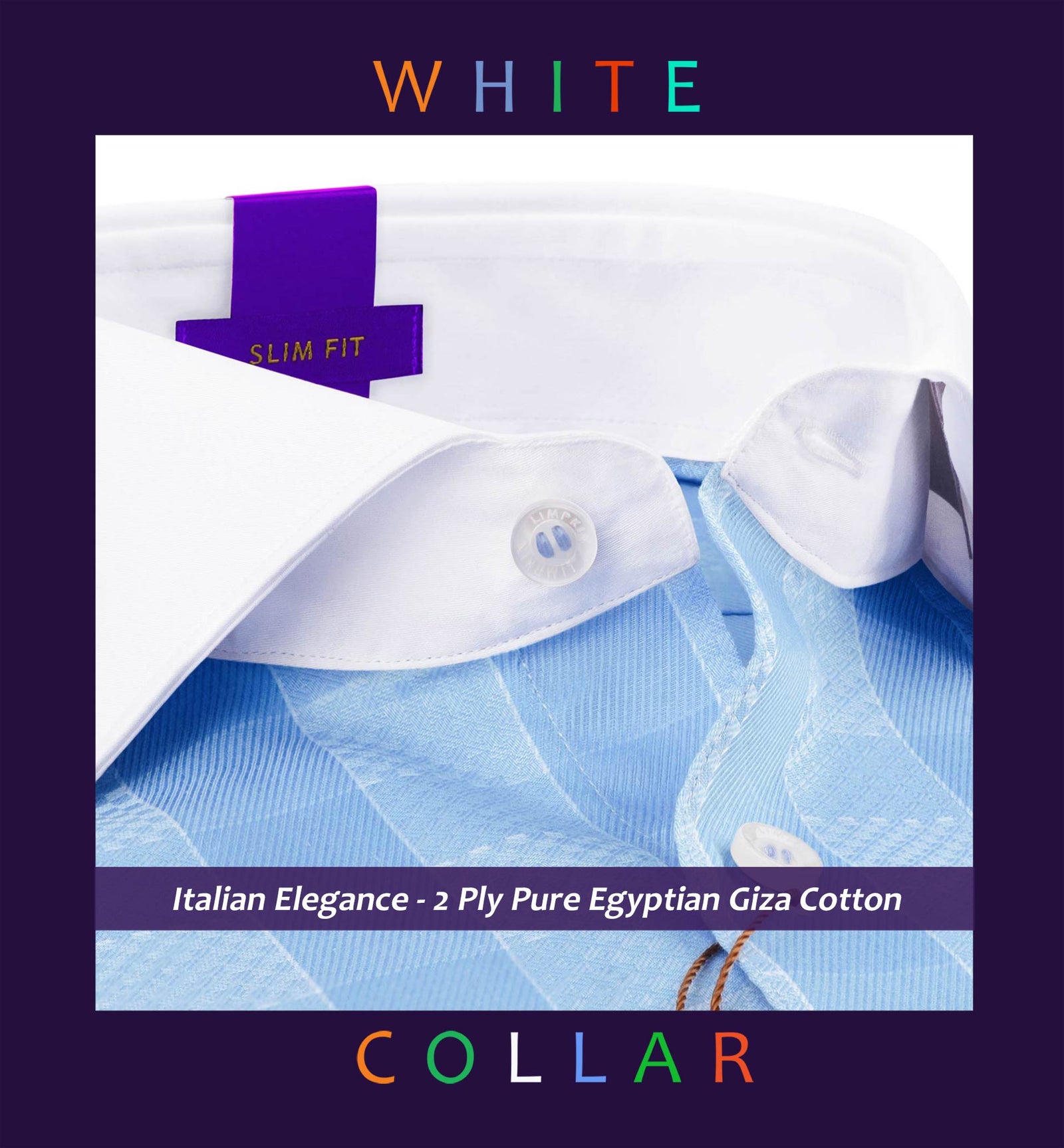 Paros- Azure Blue Check- White Collar