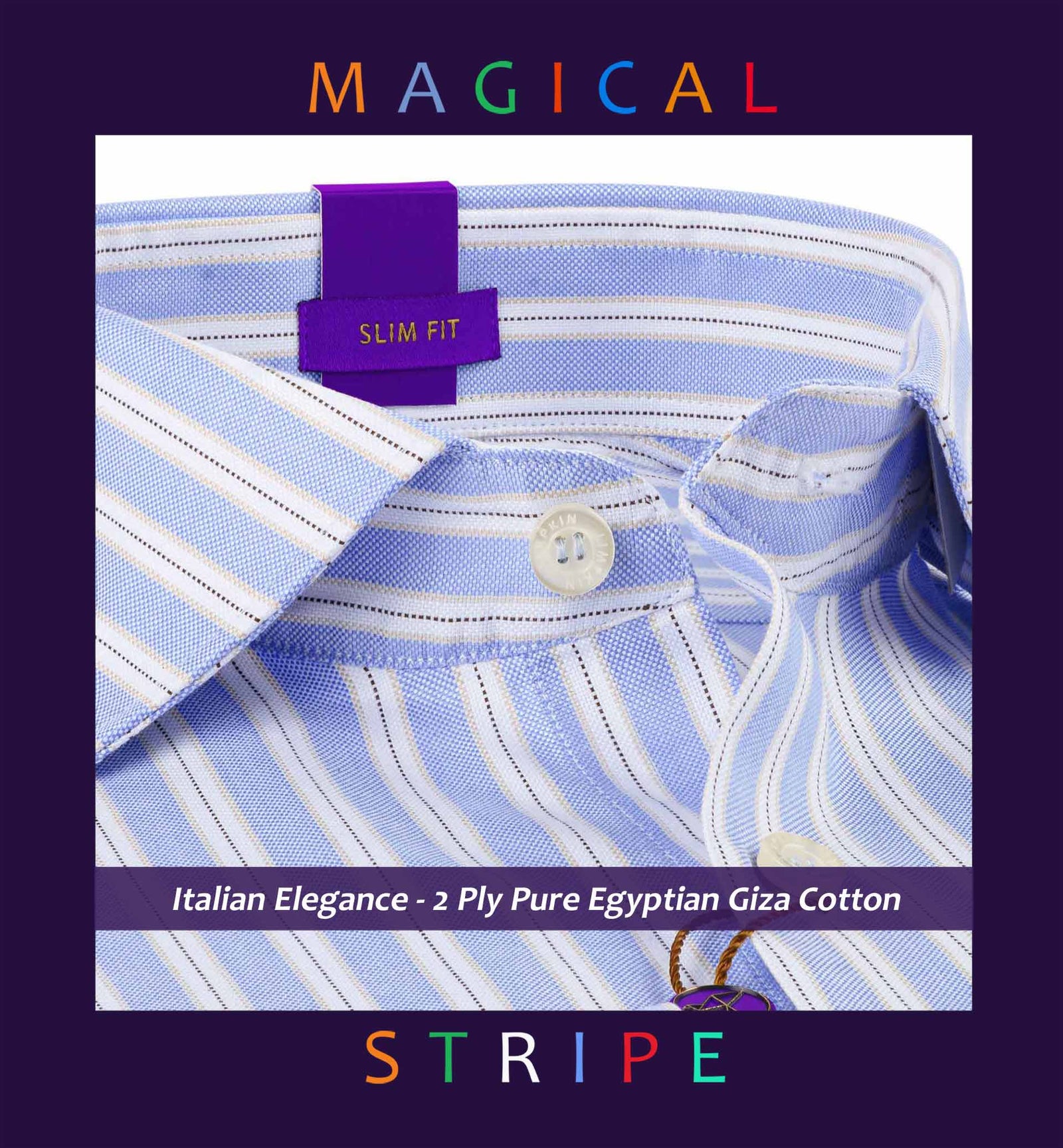 Navona- Azure Blue & Navy Stripe