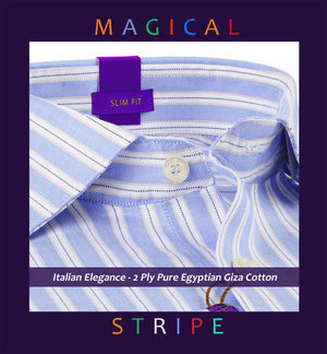 Navona- Azure Blue & Navy Stripe