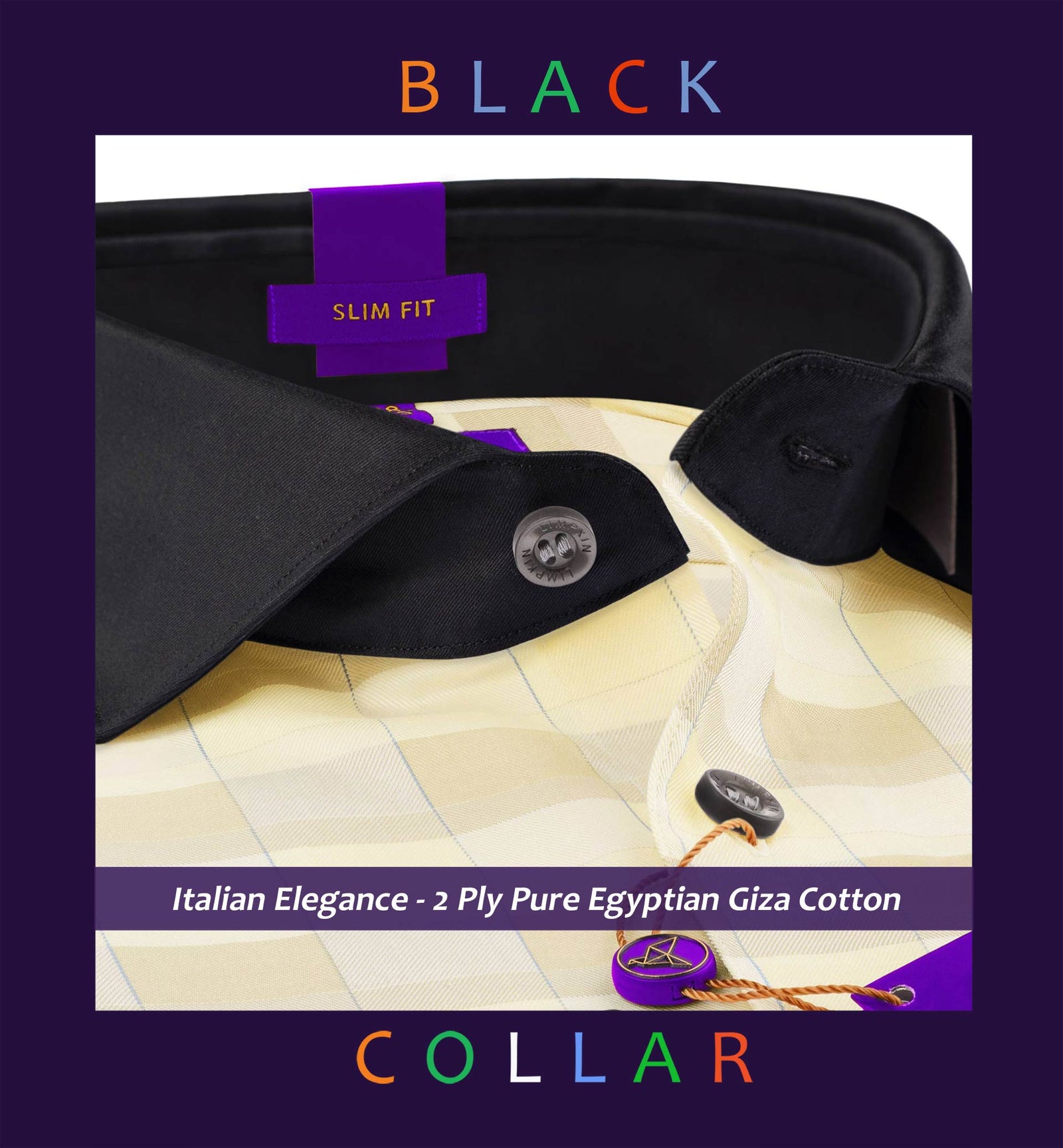 Solviati- Daffodil Yellow & Beige Check- Black Collar