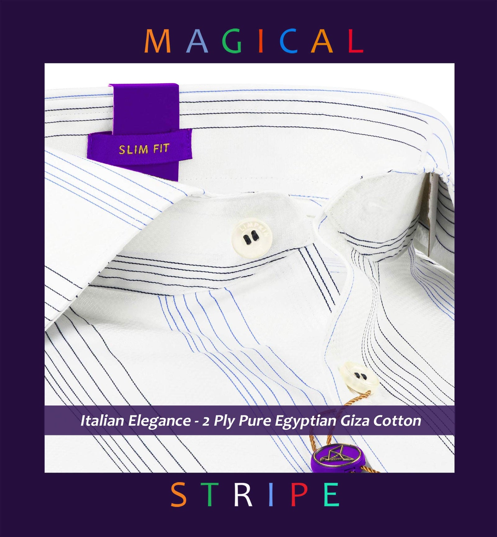 Tripoli- Azure Blue & Navy Stripe