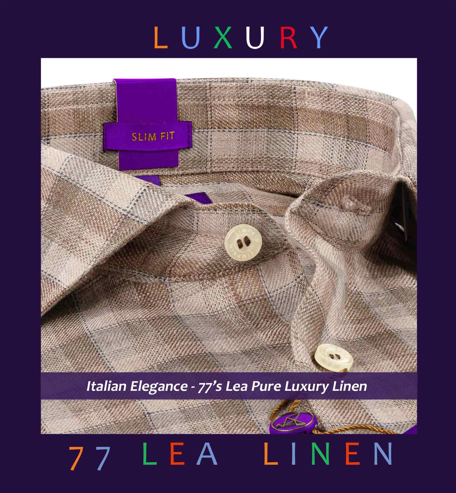 Faliraki- Beige & Brown Check Linen
