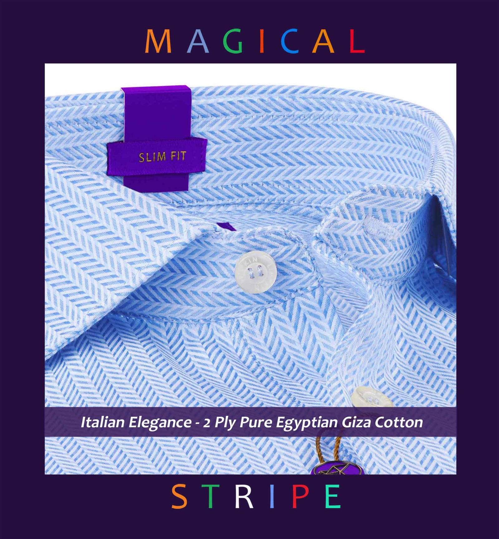 Luxor- Azure Blue & White Stripe