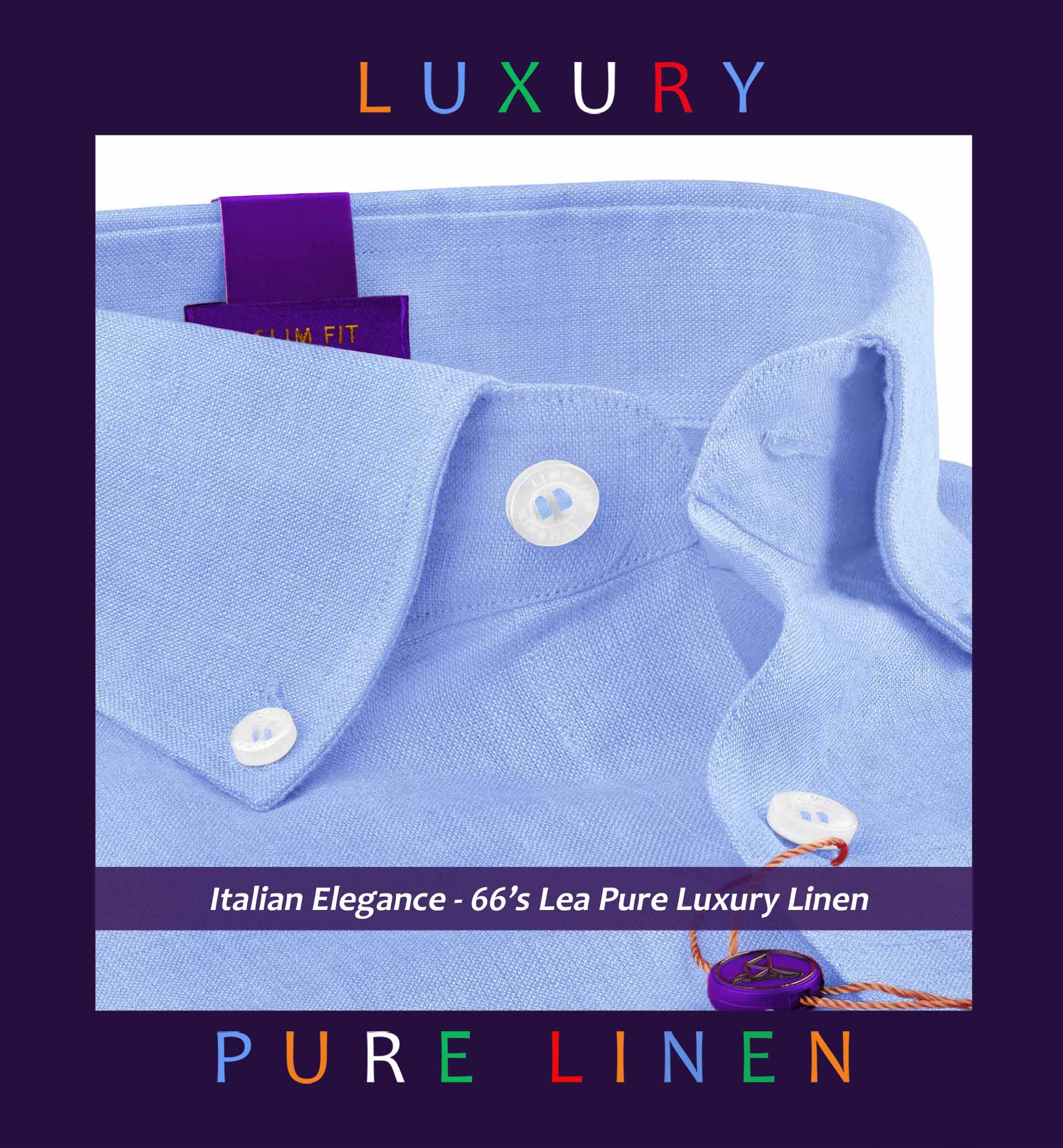 Moldova- Azure Blue Linen- Button Down