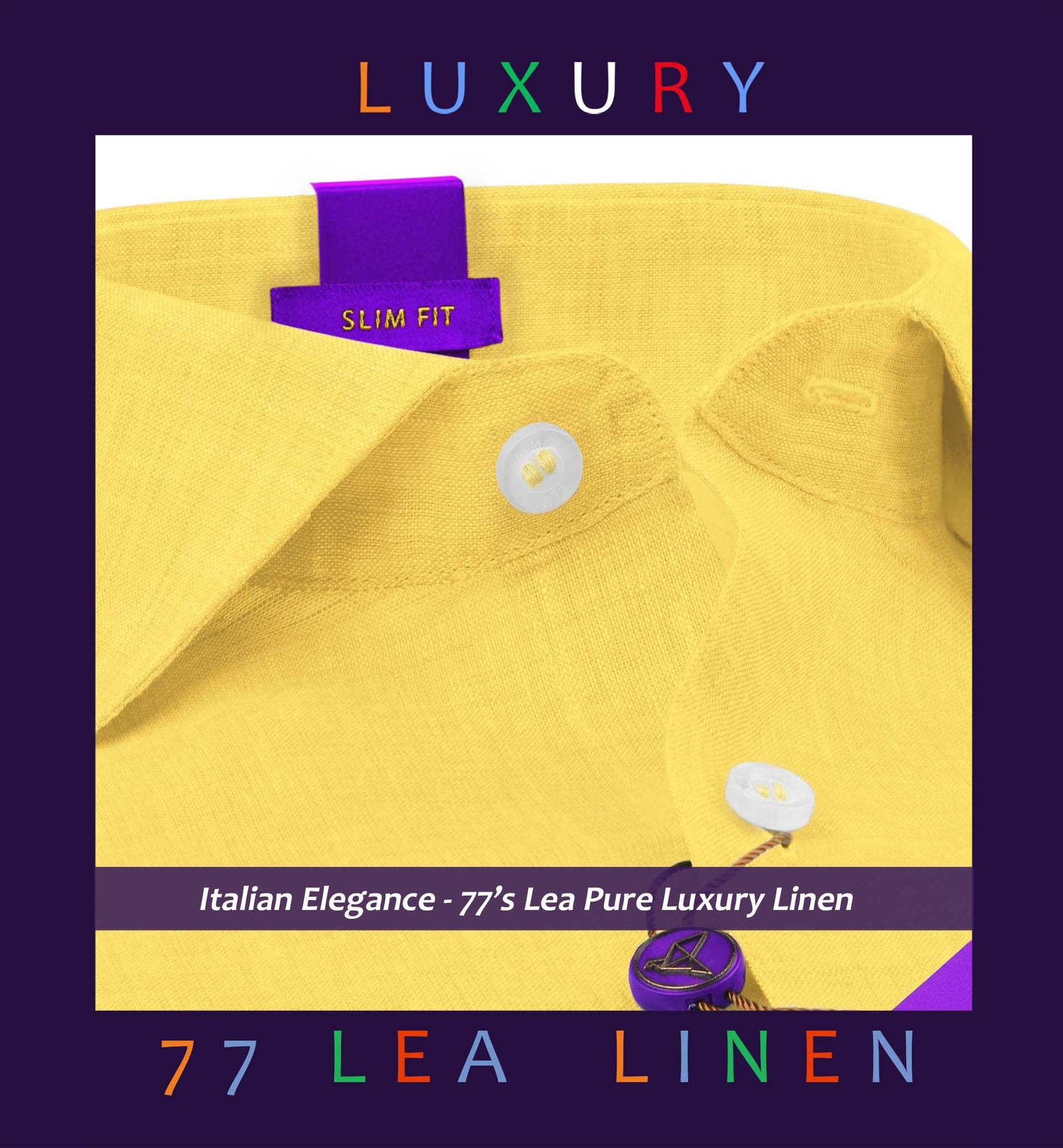 Rochelle- Daffodil Yellow Solid Linen- 77's Lea Pure Luxury Linen