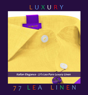 Rochelle- Daffodil Yellow Solid Linen- 77's Lea Pure Luxury Linen