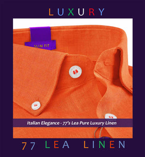 Bolivia- Tangerine Orange Linen- Button Down