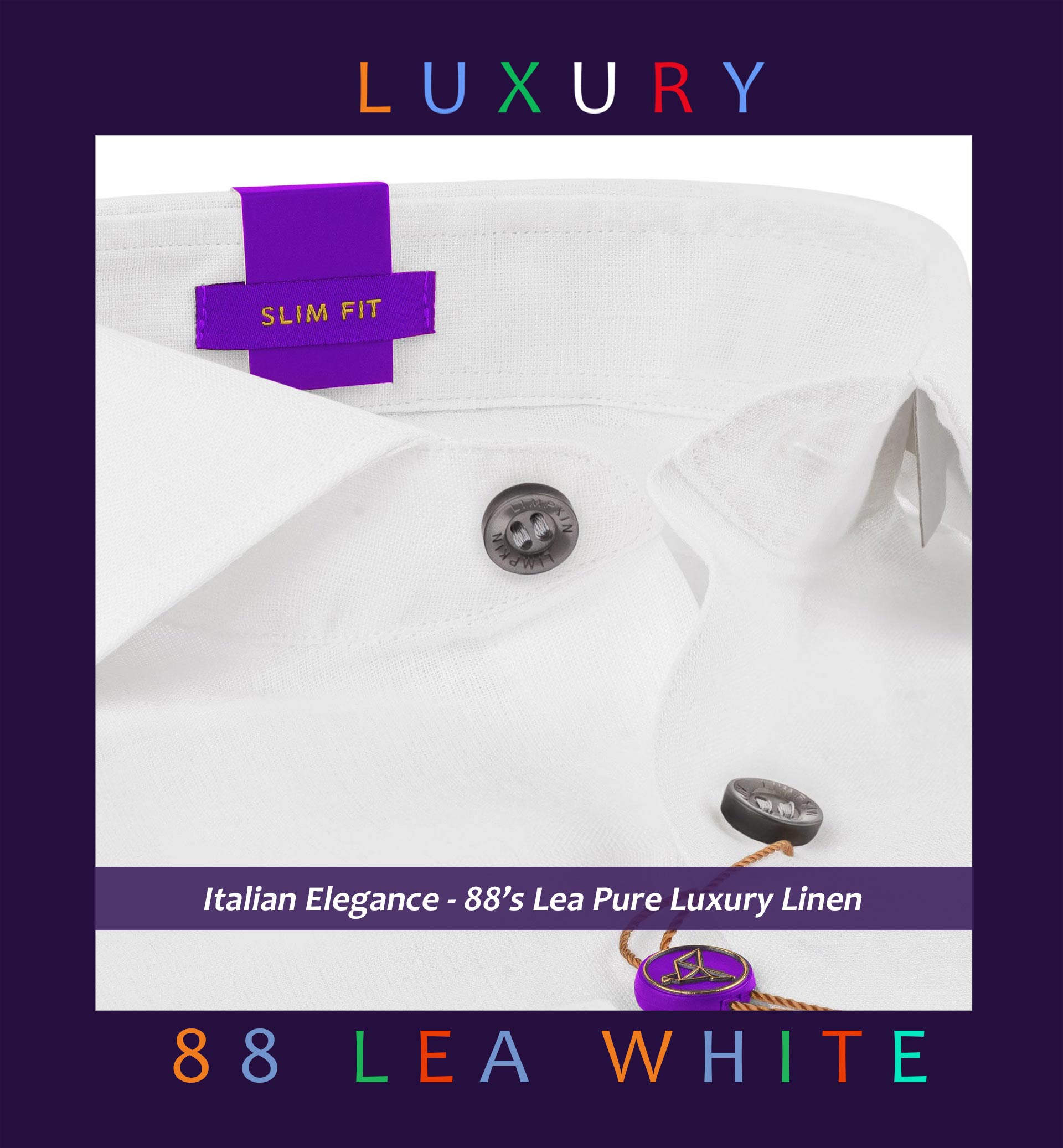 Vatican- Pure White Linen with Contrast Details