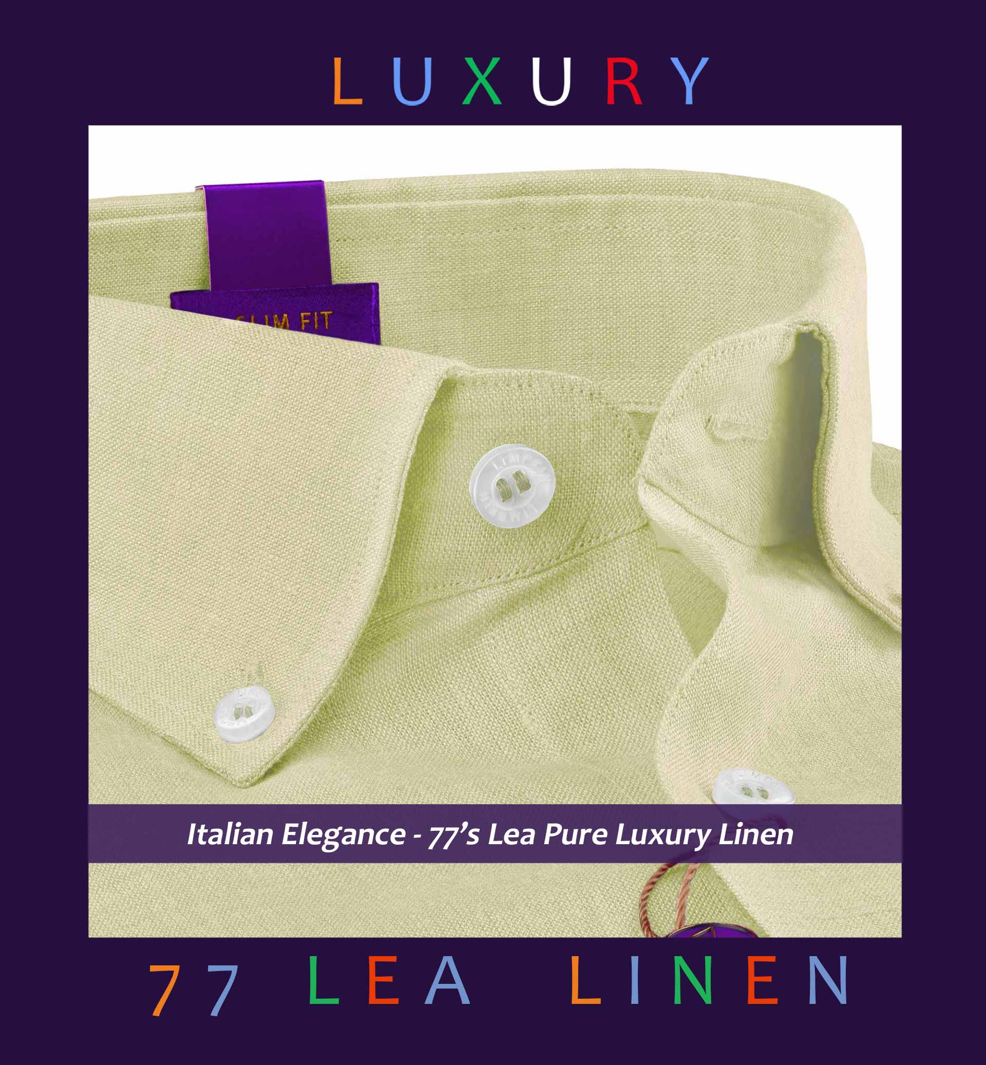 Moldova- Tea Green Linen- Button Down- 77's Lea Pure Luxury Linen