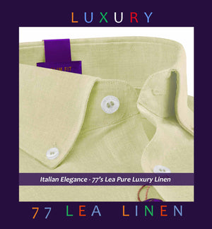 Moldova- Tea Green Linen- Button Down- 77's Lea Pure Luxury Linen