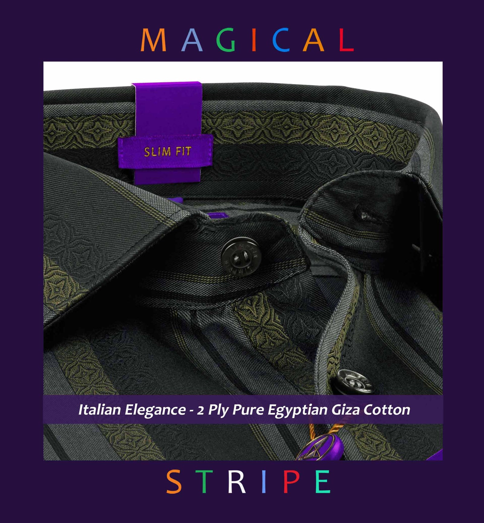 Fribourg- Grey & Beige Motif Stripe