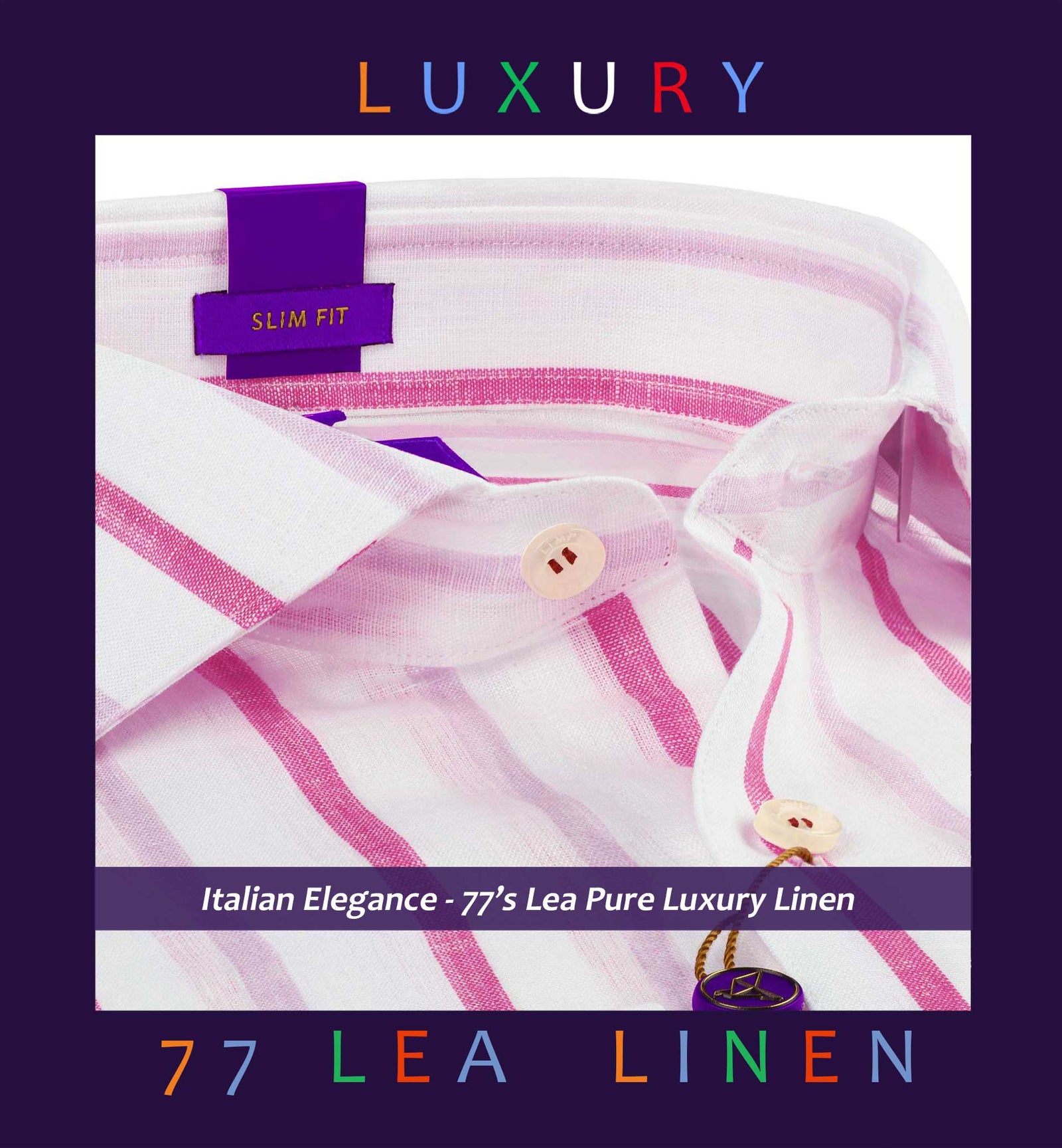 Austria- Coral Red & White Stripe Linen