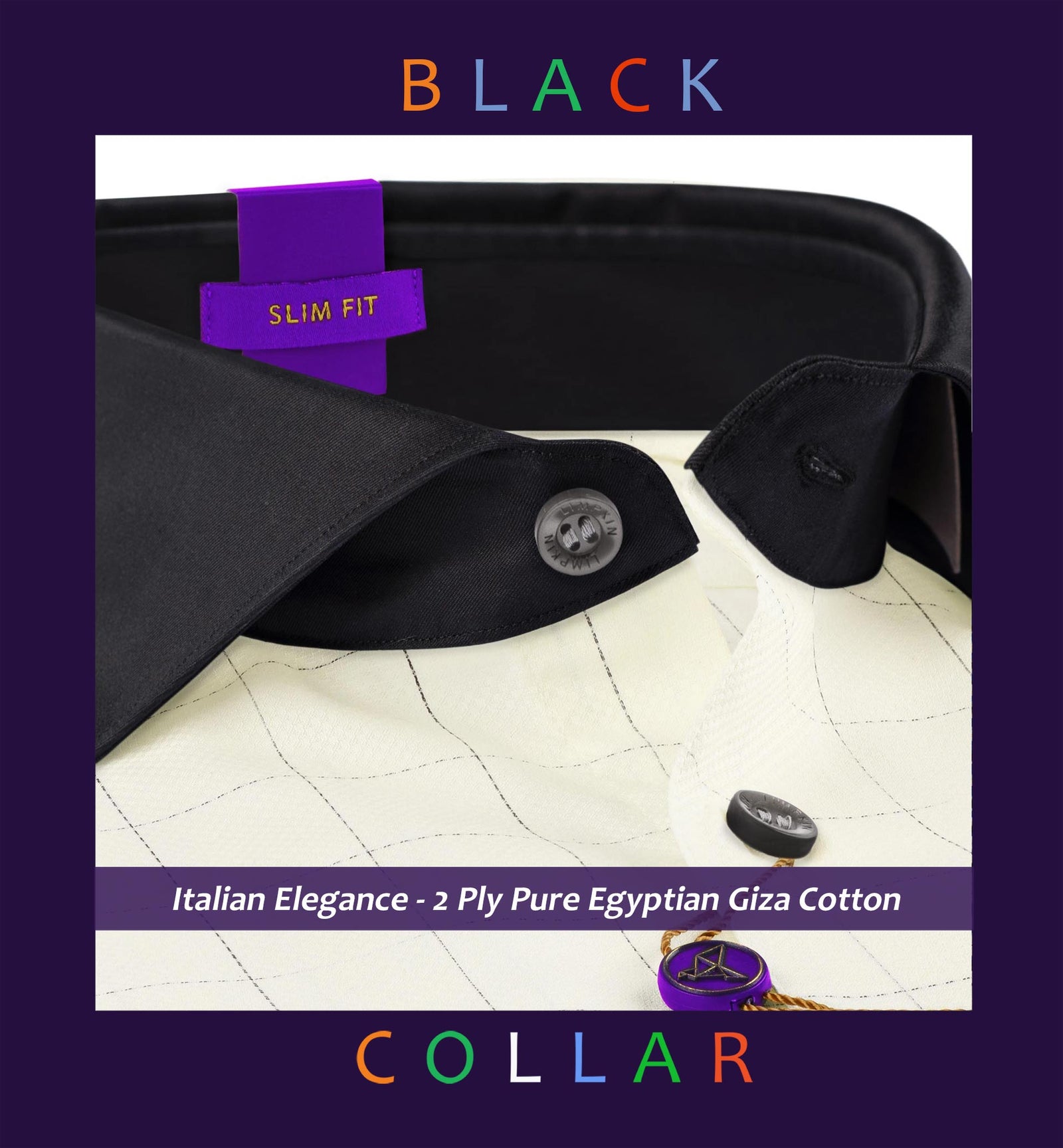 Furano- Ivory Cream & Grey Check- Black Collar