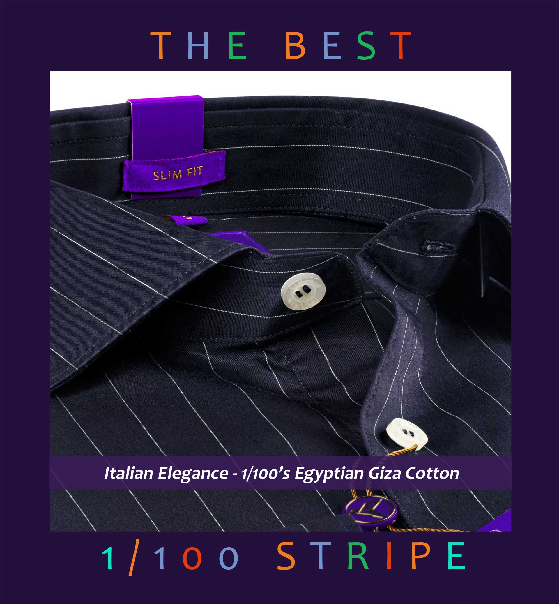 Denver- Navy & White Stripe- 1/100 Egyptian Giza Cotton