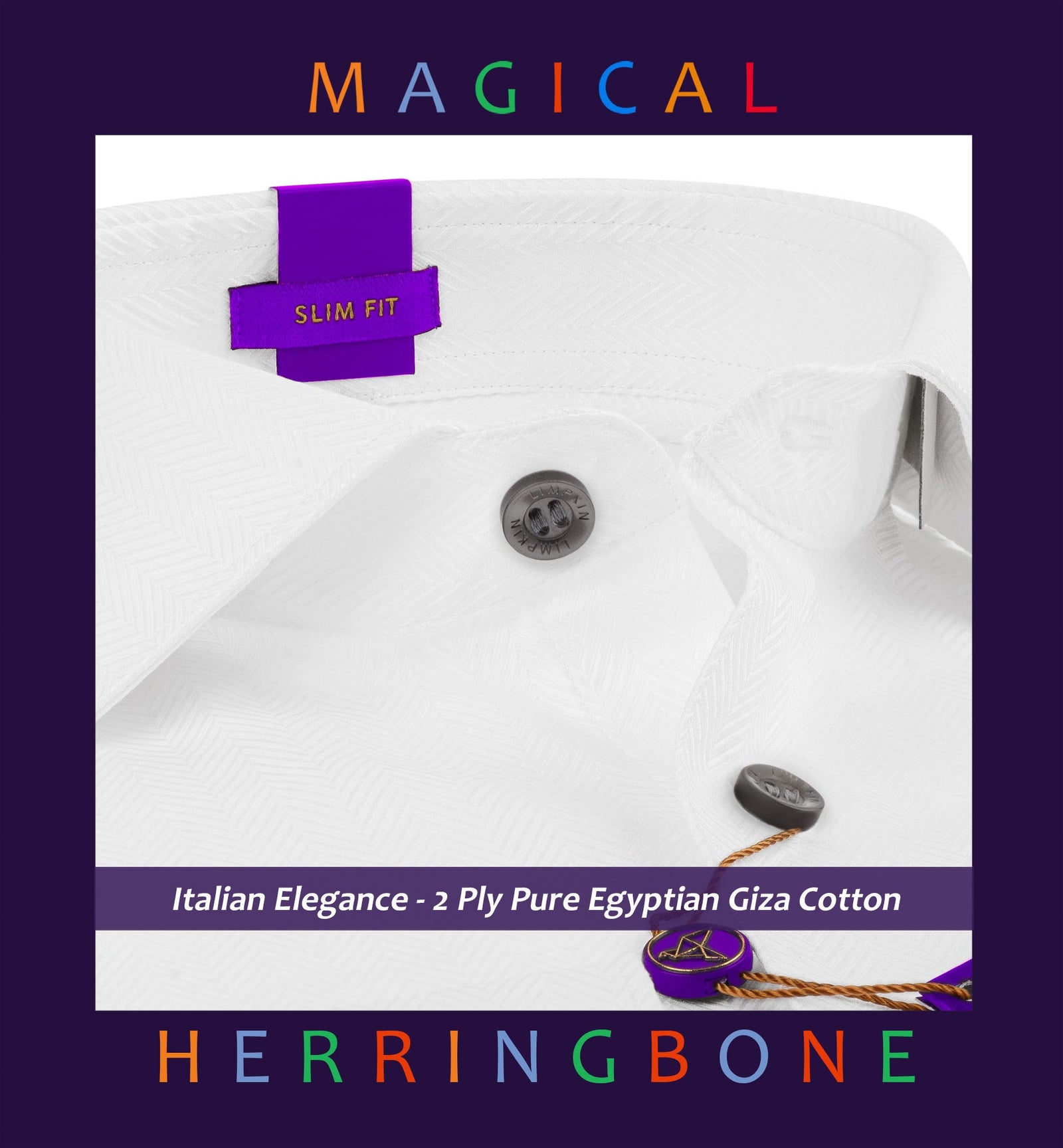 Arizona- White Herringbone with Contrast Details