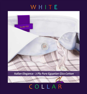 Venice- Prose Pink & Beige Check- White Collar