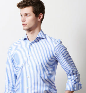 Madison- Azure Blue & White Stripe