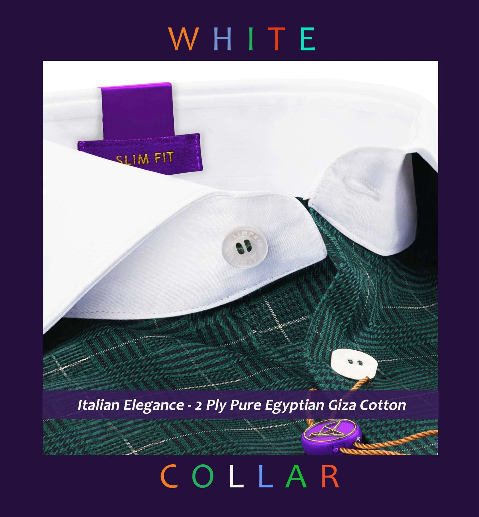 Brantford- Seawood Green & Beige Check- White Collar