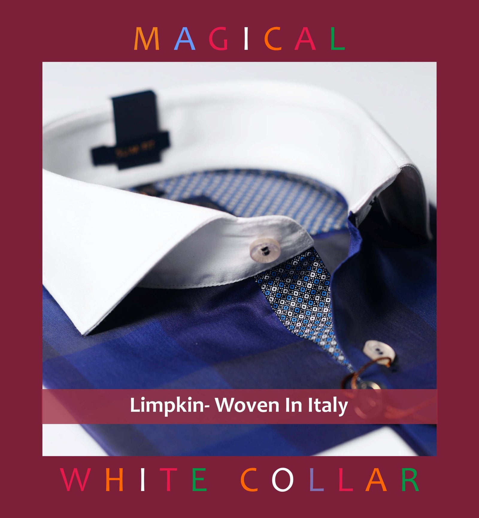 Venice- Indigo Blue & Navy Check- White Collar