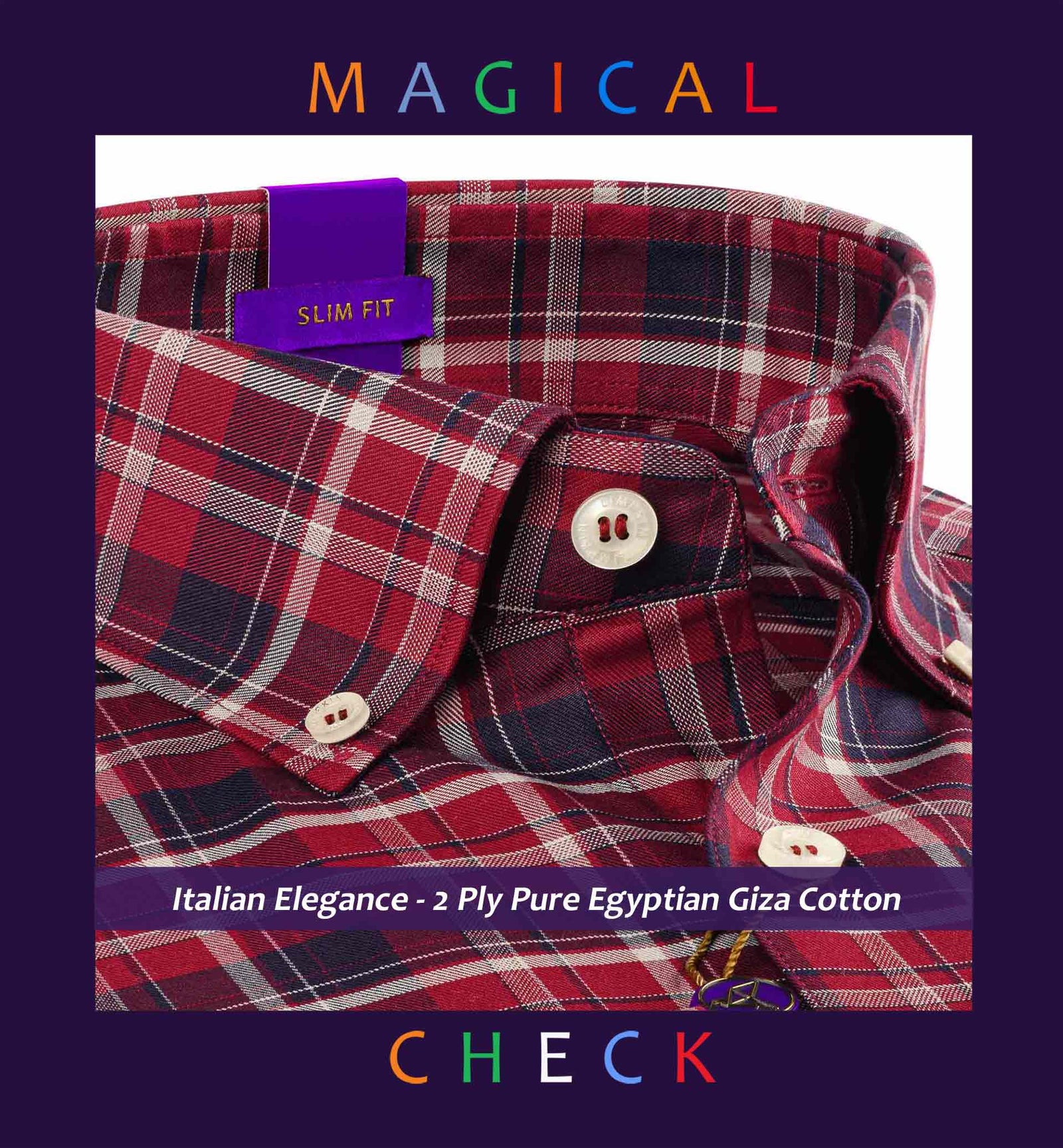 Brooklyn- Navy & Burgundy Check- Button Down