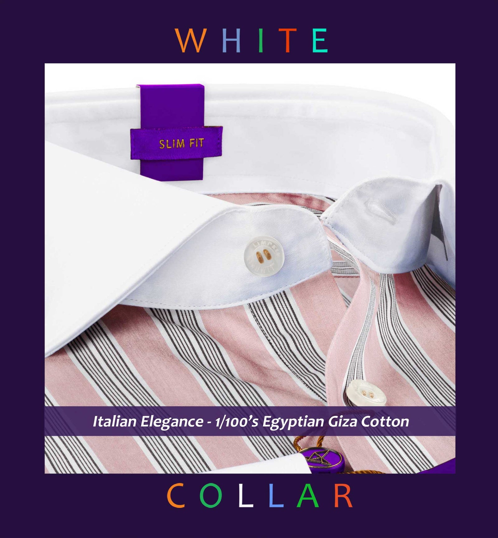 Antwerp- Lemonade Pink & White Stripe- White Collar