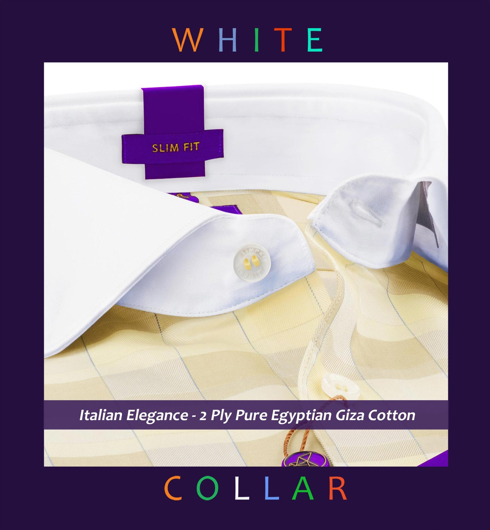 Cairoli- Daffodil Yellow & Beige Check- White Collar