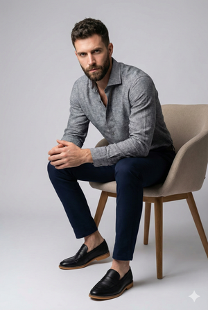 Palermo- Anchor Grey Solid Linen- 77's Lea Pure Luxury Linen