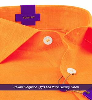 Nikiti- Tangerine Orange Linen- 77's Lea Pure Luxury Linen