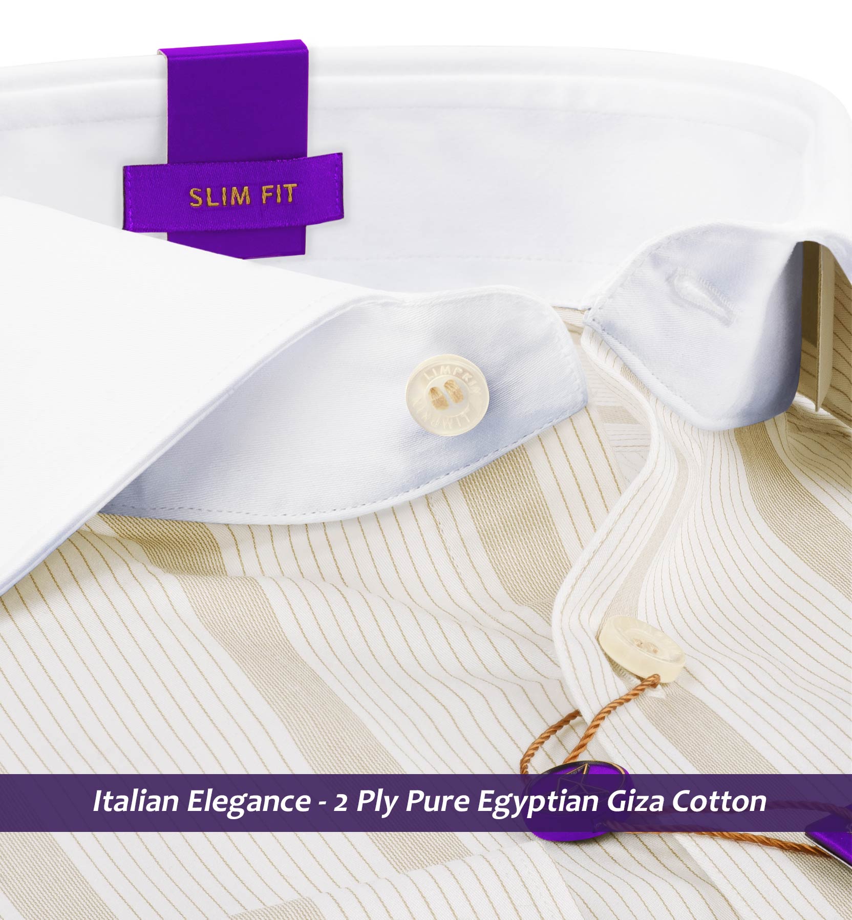 Santillana- Beige & White Stripe- White Collar