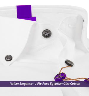 Segovia- Pristine Pure White with Contrast Details- Button Down