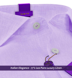 Tuscany- Periwinkle Lilac Solid Linen- 77's Lea Pure Luxury Linen