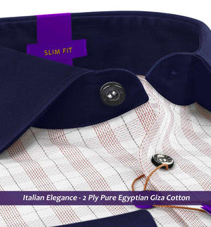 Portugal- Mulberry Burgundy & White Check- Navy Collar