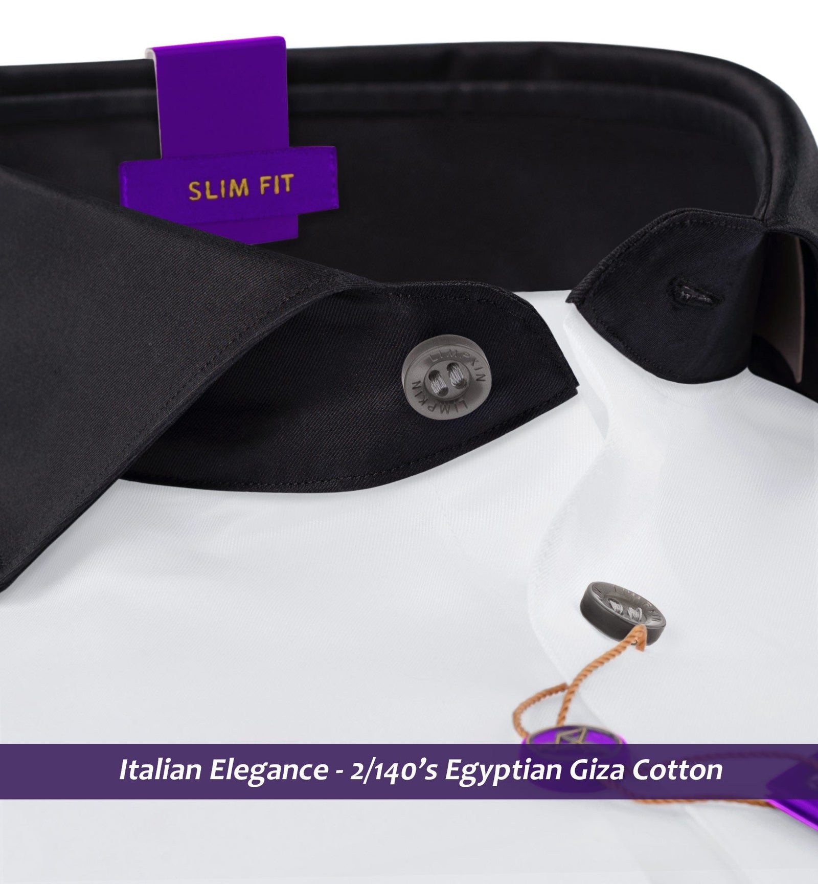 Torrance- The Best Formal White- Black Collar- 2/140 Egyptian Giza Cotton
