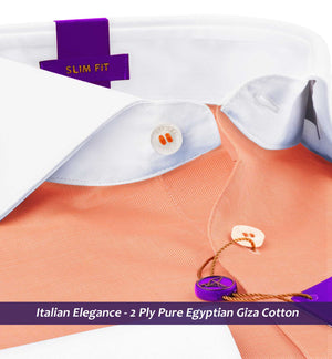 Genoa- Apricot Orange Solid- White Collar
