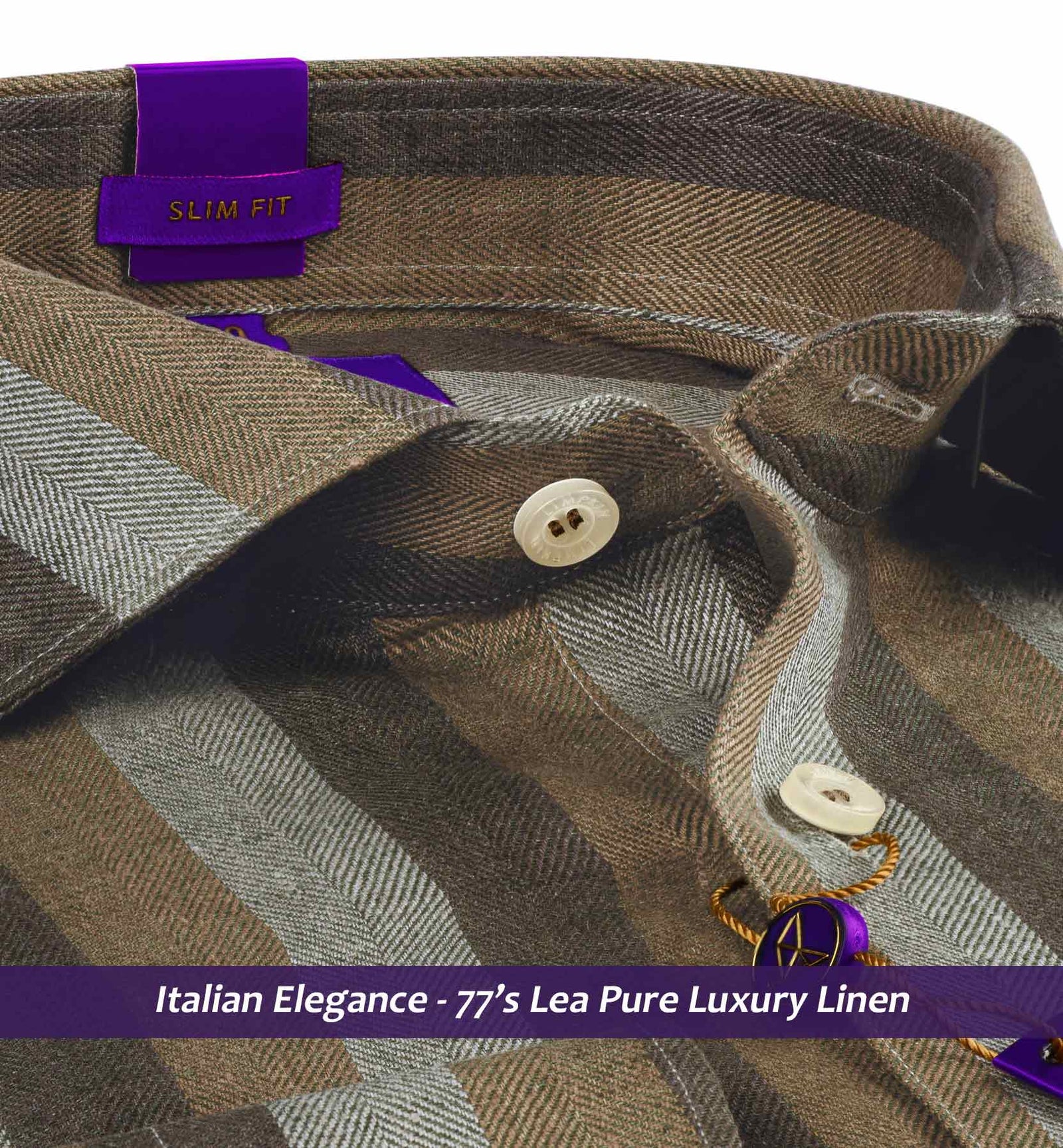 Detroit- Grey & Brown Stripe Linen