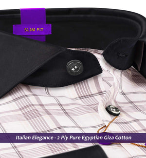 Brighton- Prose Pink & Beige Check- Black Collar