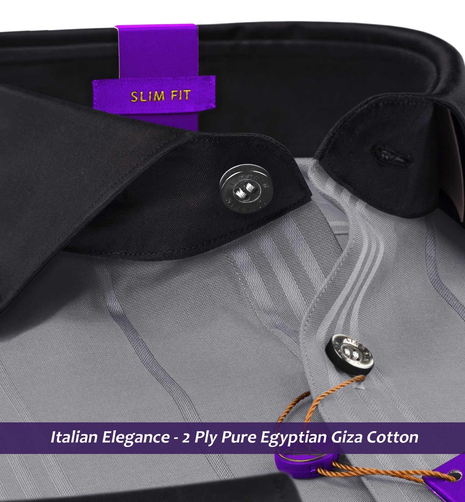 Comasina- Flint Grey Stripe- Black Collar