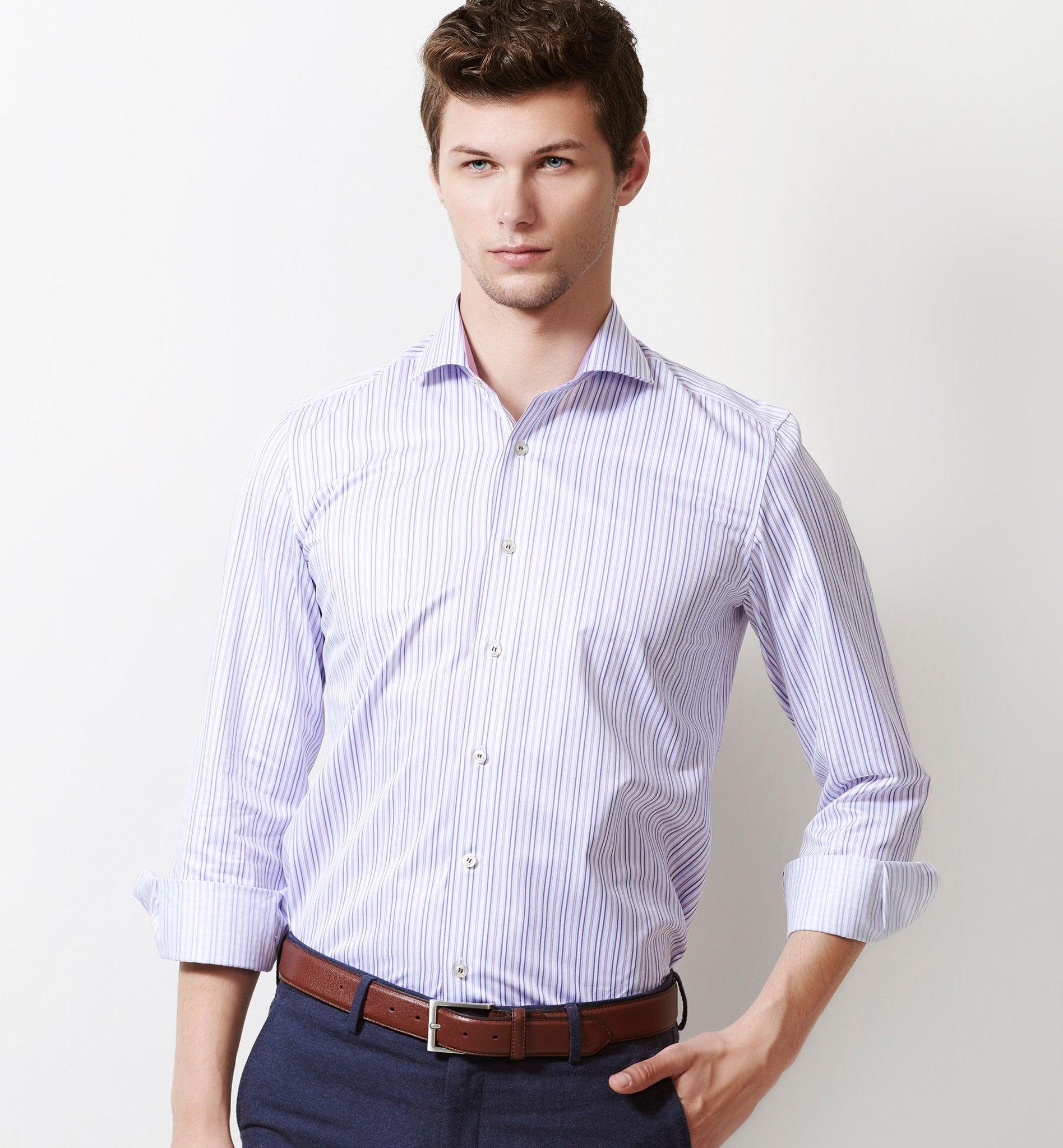 Verona- Lilac & Azure Blue Stripe