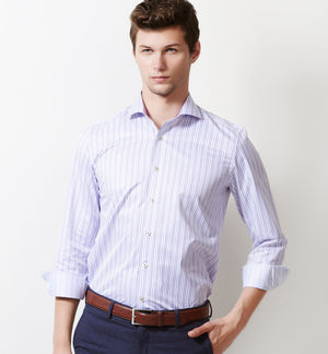 Verona- Lilac & Azure Blue Stripe