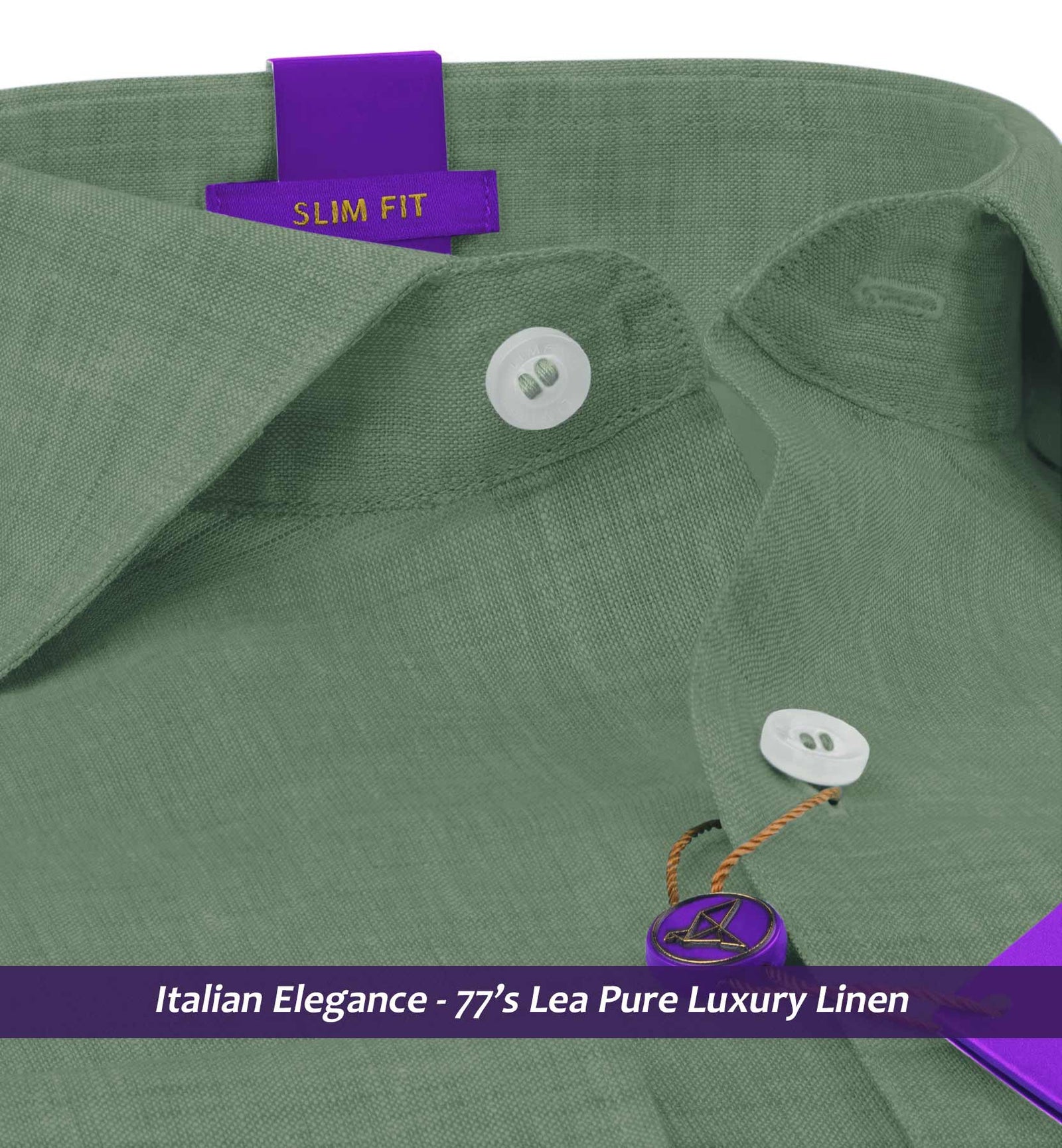 Davos- Sage Green Solid Linen- 77's Lea Pure Luxury Linen