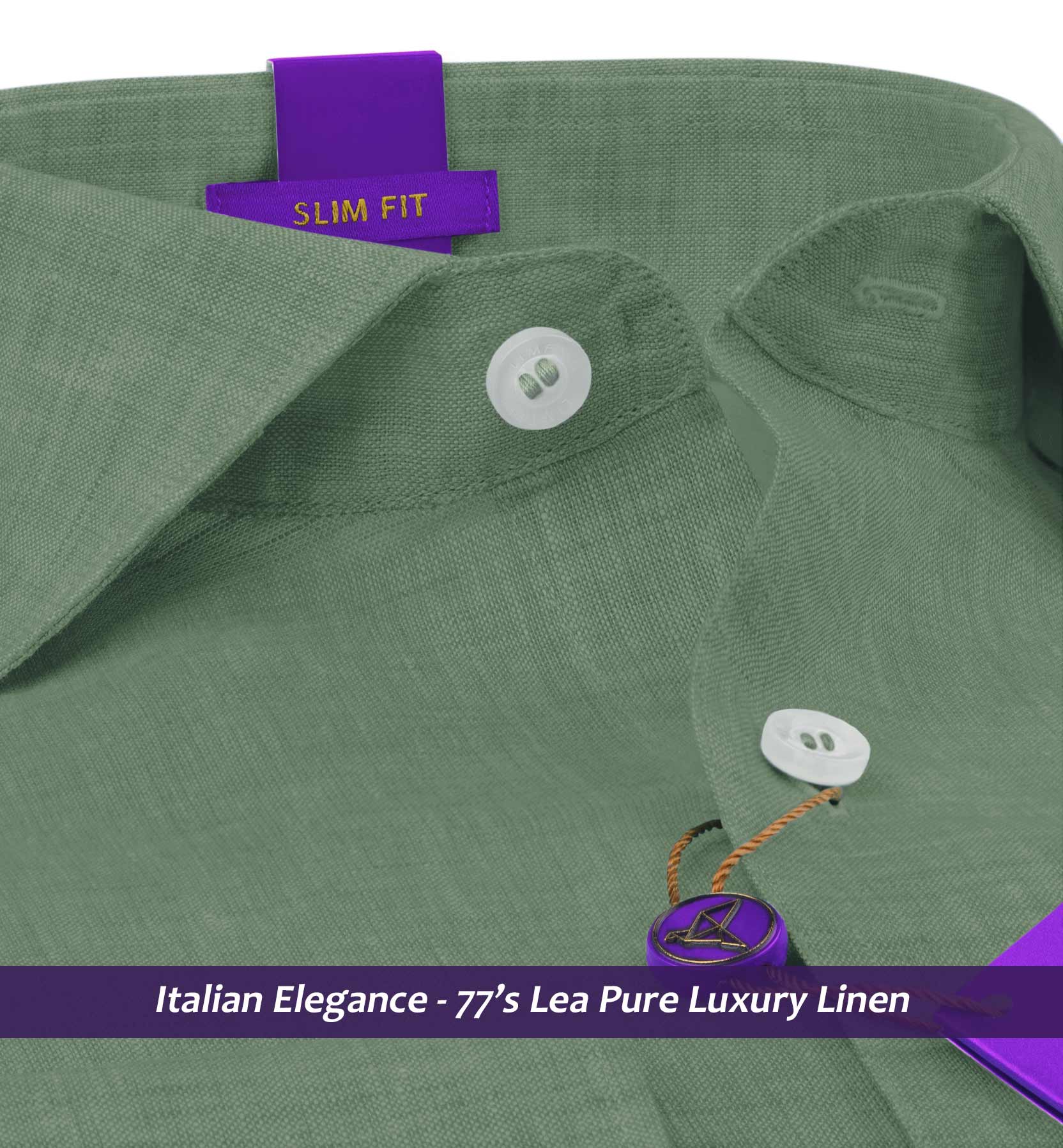 Davos- Sage Green Solid Linen- 77's Lea Pure Luxury Linen