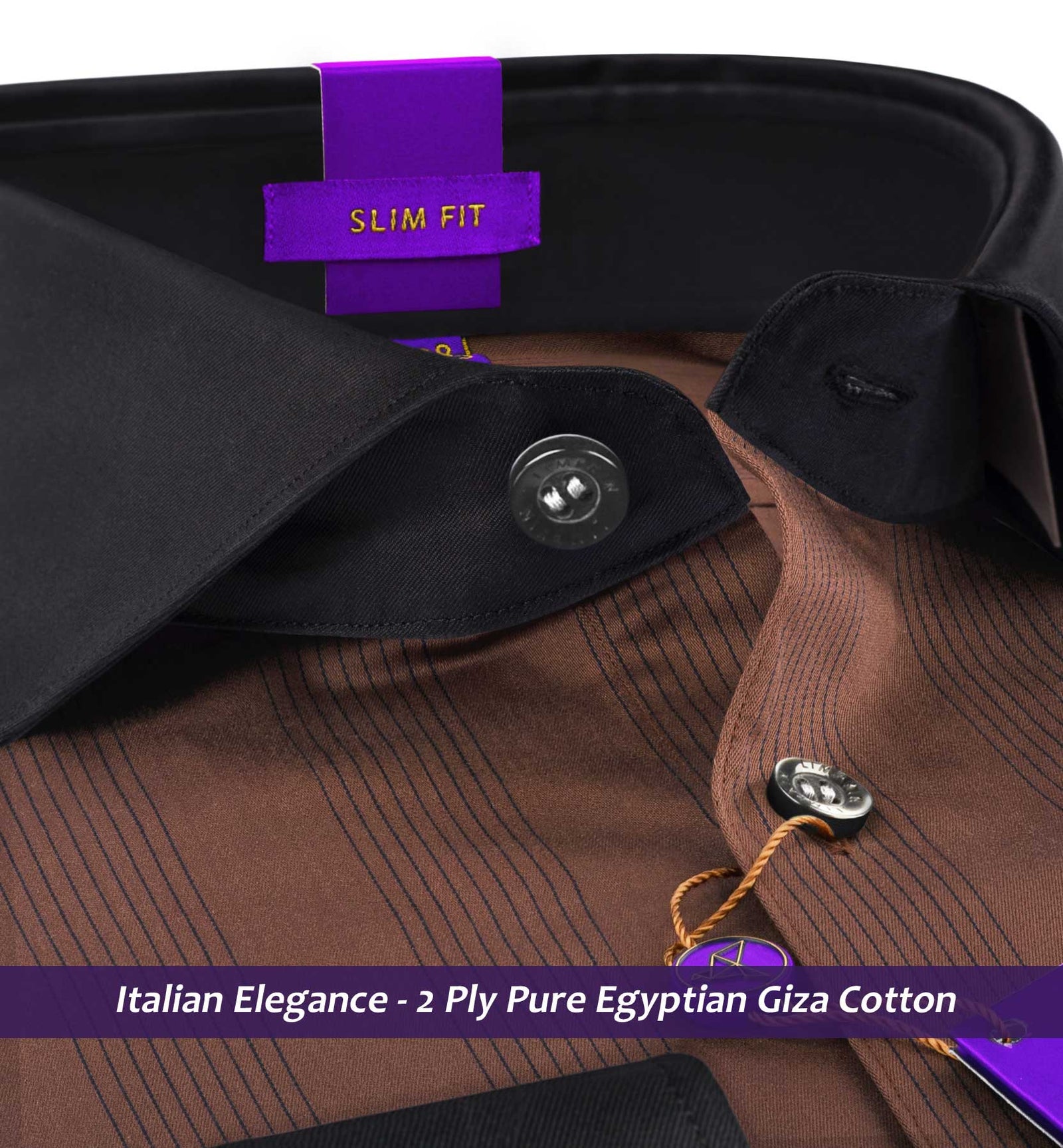 Scarsdale- Cinnamon Brown Stripe- Black Collar
