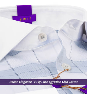 Arosa- Flint Grey & Navy Check- White Collar