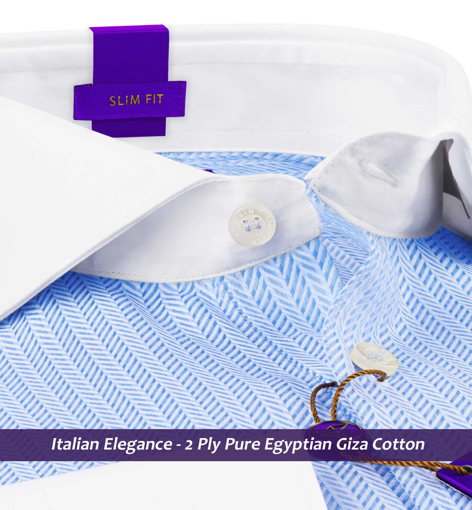 Morrison- Azure Blue & White Stripe- White Collar