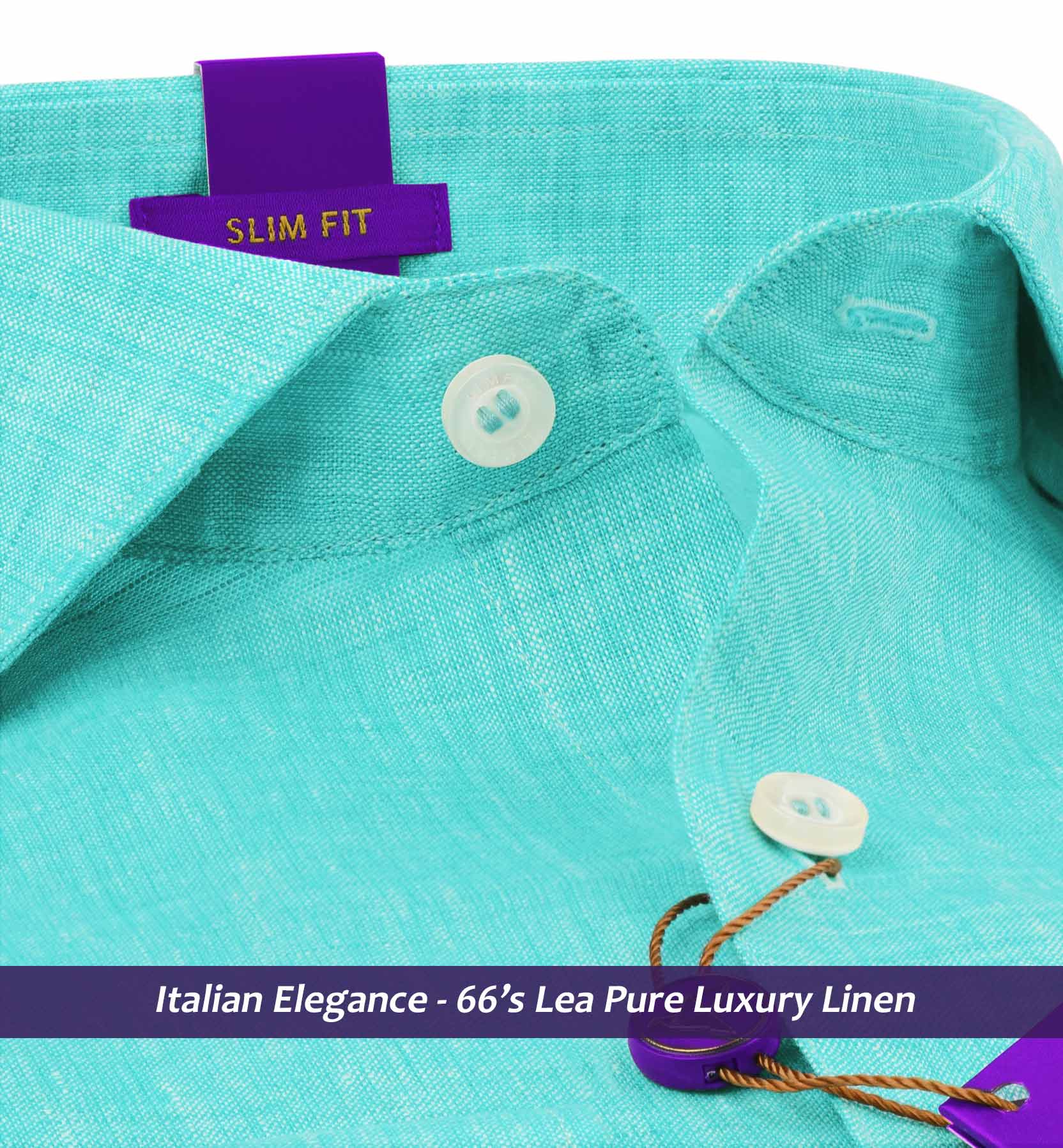 Fontana- Turquoise Green Solid Linen- 66's Lea Pure Luxury Linen